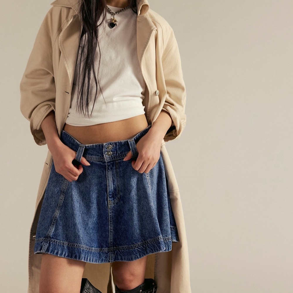 Free People Denim Mini Skirt in Blue